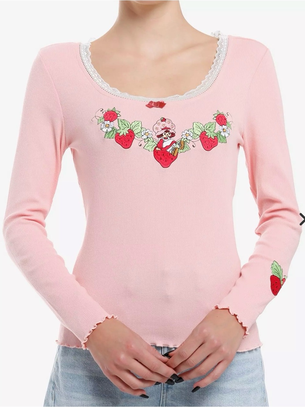 Strawberry Shortcake Hot Topic Size Small Embroidered Dollcore Cartoon Top